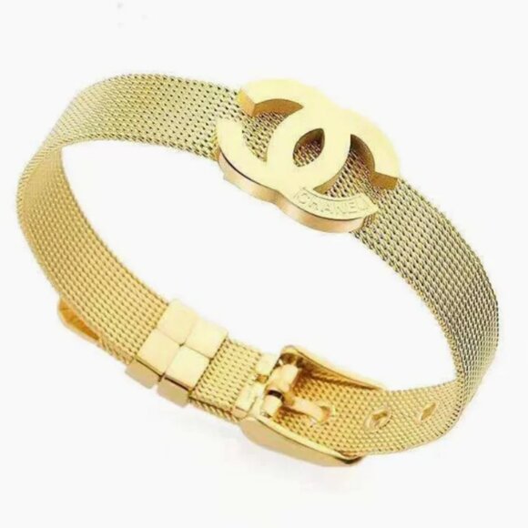 Gold Mesh Bracelet Adjustable - Picture 2 of 5